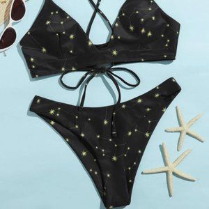 Galaxy Print High Cut Bikini Swimsuit